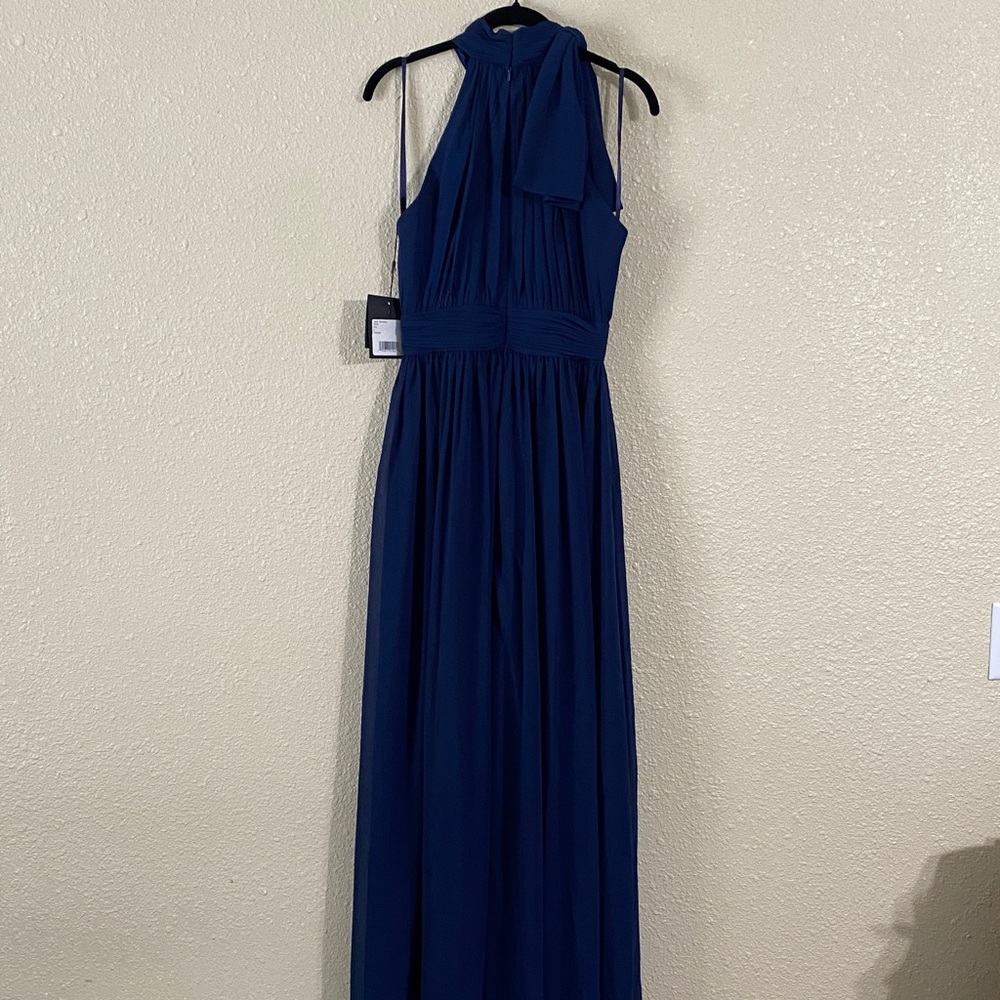 NWT Ieena for Mac Duggal Navy High Neck Chiffon Gown 55035 Size 6 - Picture 10 of 16